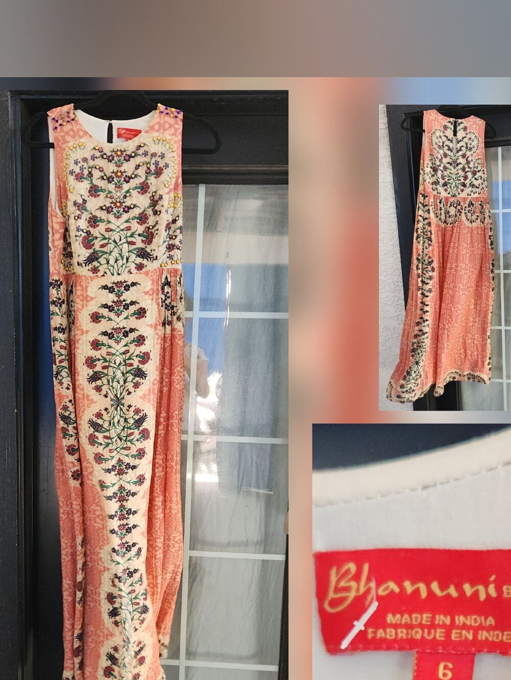 Floral Panel Maxi Dress - Coral Pink - Picture 2 of 4